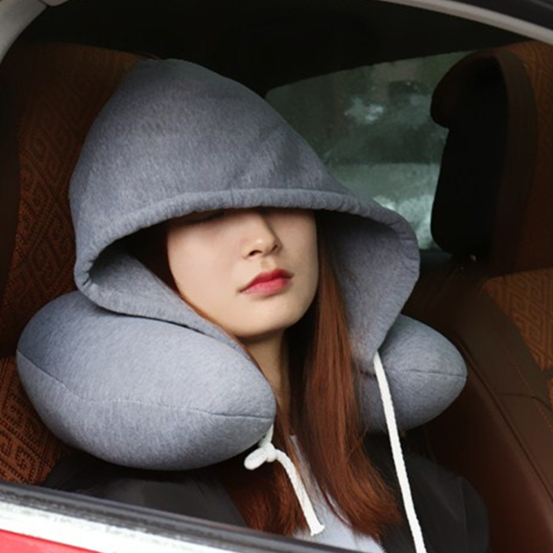 Anti Snore Contour Pillow - U-shaped Hooded Travel Home Pillows Car