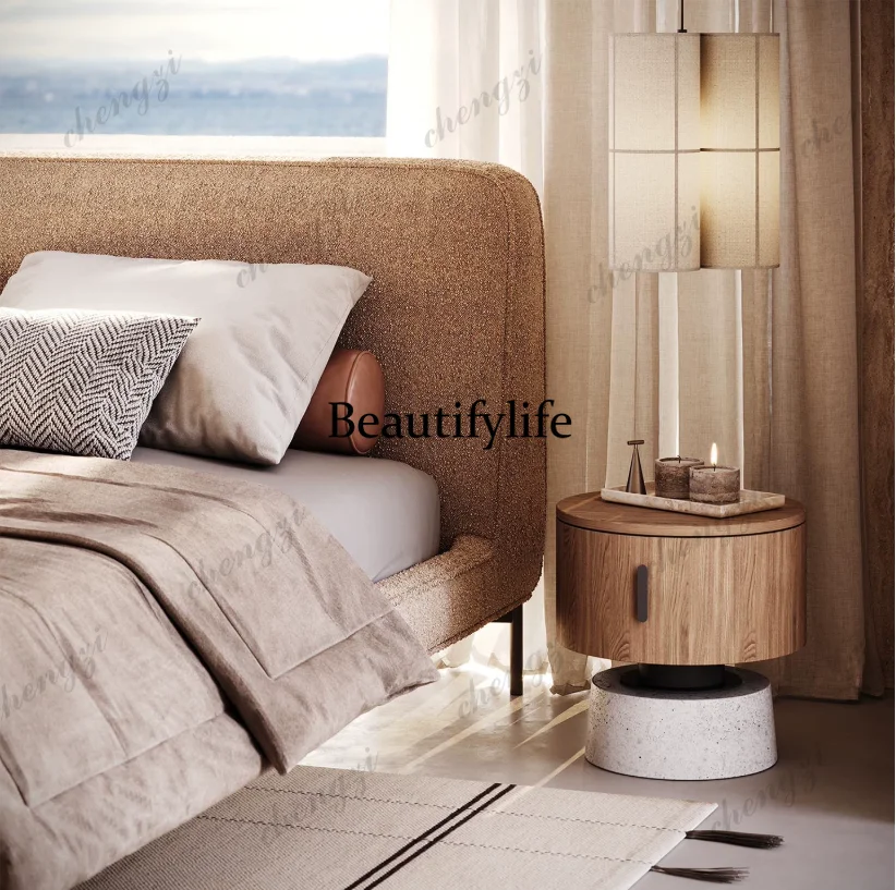 Storage & Organization - C178Round solid wood bedside table walnut