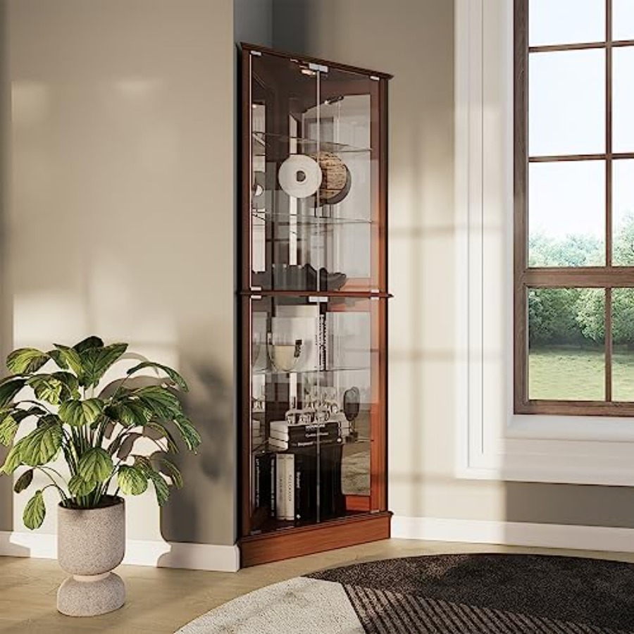 Lighting - Lighted Corner Display Curio Cabinet for