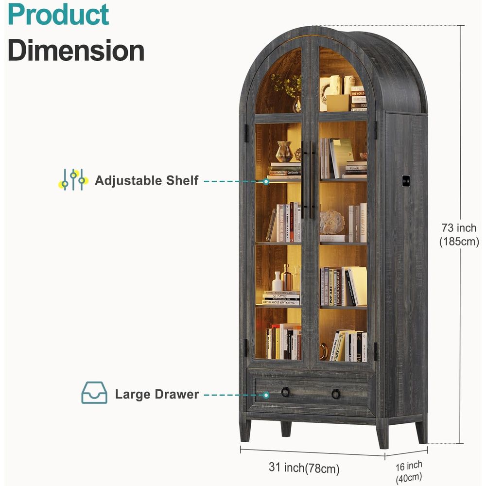 73 Arched Glass Display Cabine - Lighting recension och pris