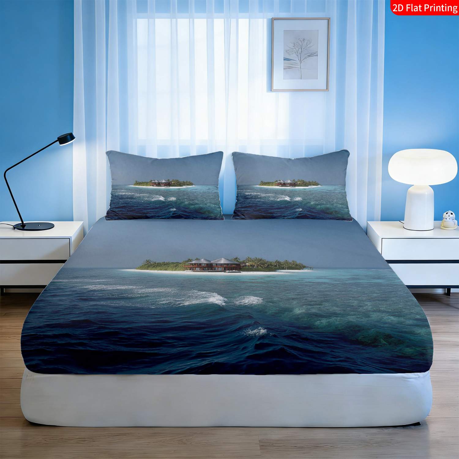 Tropical Island Bedding Set Pa - Fitted Bed Sheets Deep Pocket recension och pris