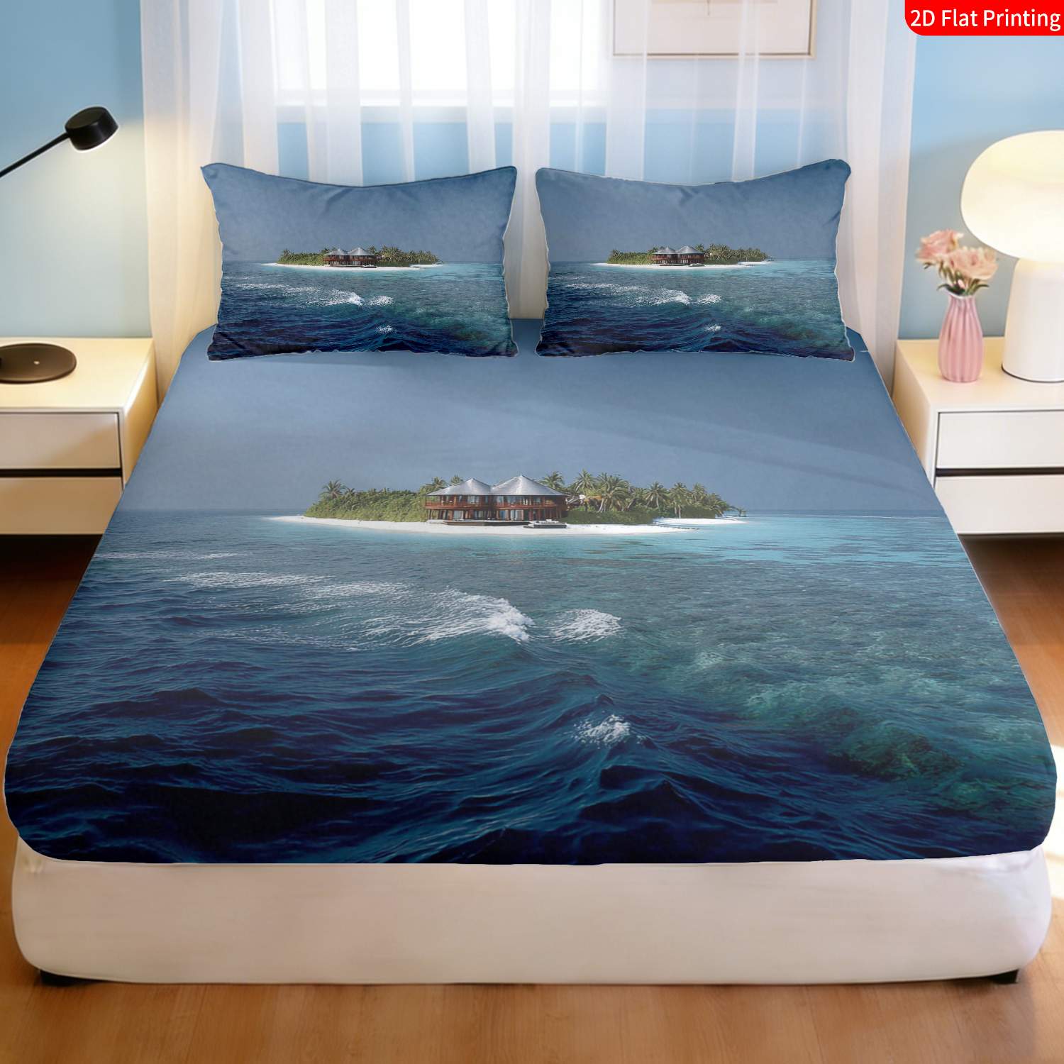 Tropical Island Bedding Set Pa - Fitted Bed Sheets Deep Pocket recension och pris
