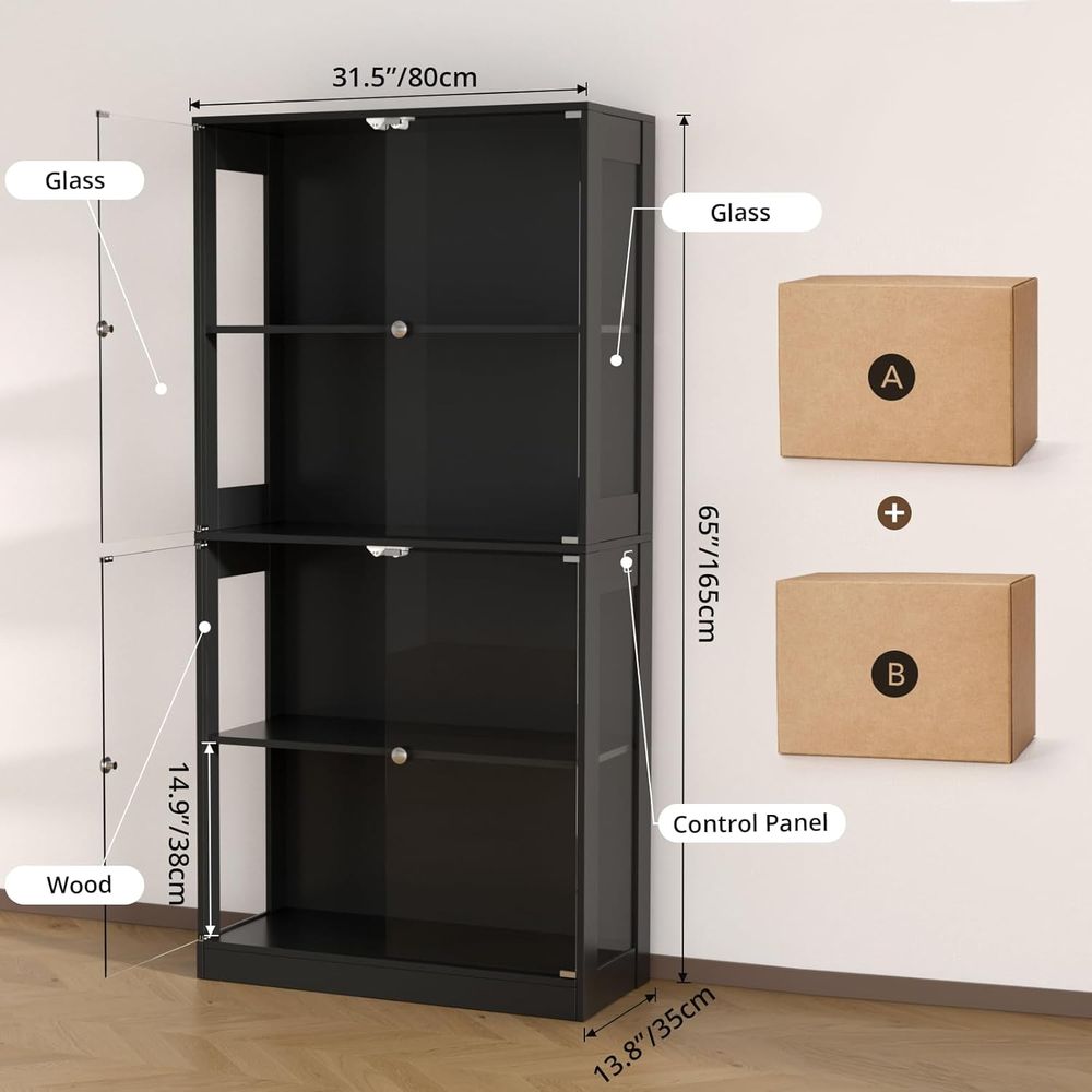 65 Glass Door Display Cabinet, - Storage & Organization recension och pris