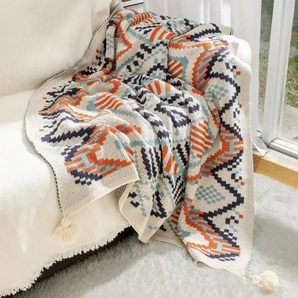 Vintage Chunky Knit Boho Throw - Boho Throw Blanket Fringe recension och pris