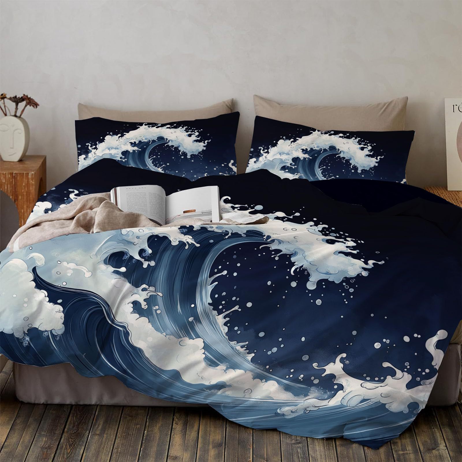 Japanese Style Waves Queen Duv - Duvet Cover Sets With Zipper recension och pris