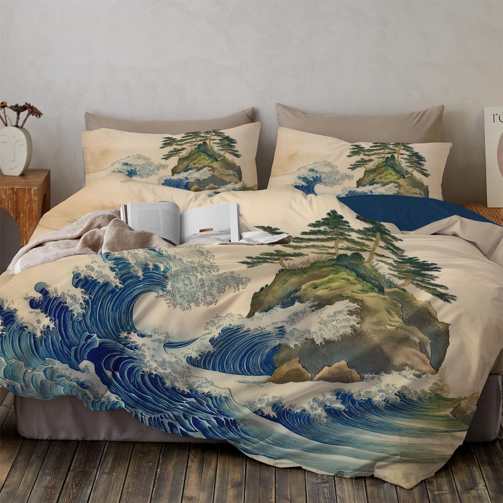 Japanese Style Waves Queen Duv - Duvet Cover Sets With Zipper recension och pris