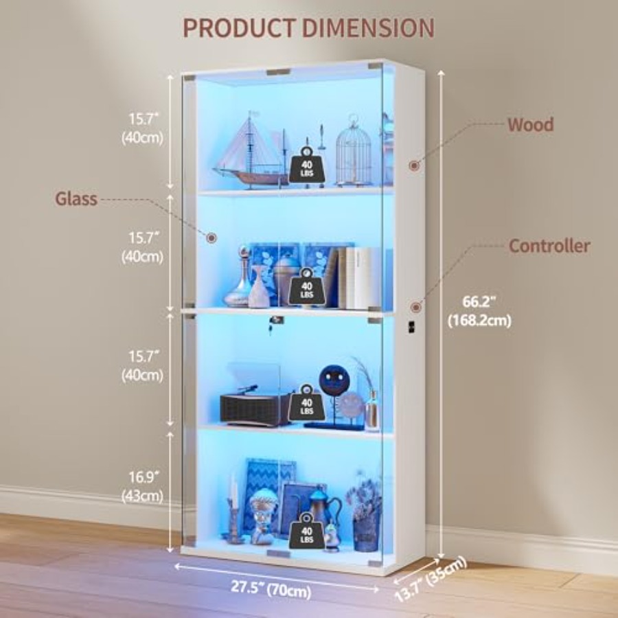 66 Glass Display Cabinet for C - Storage & Organization recension och pris