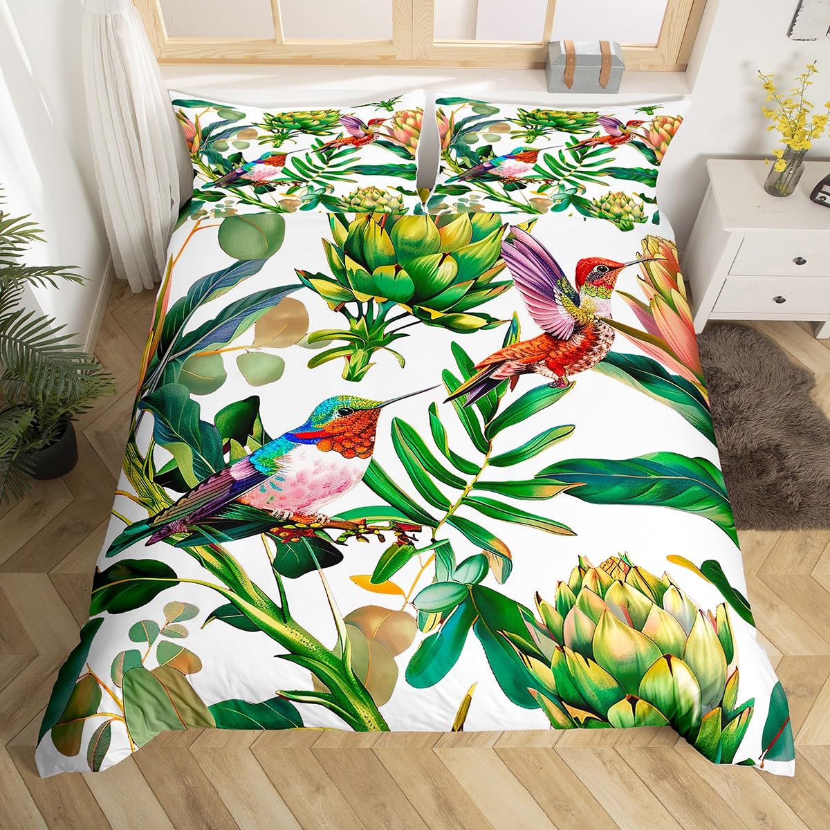 Hummingbird Bedding Set Luxury - Aesthetic Floral Duvet Cover recension och pris