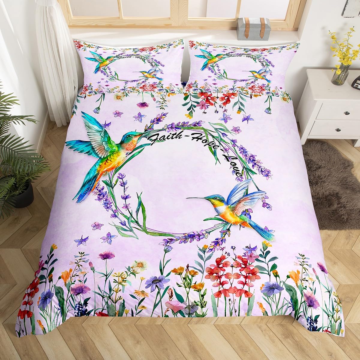 Hummingbird Bedding Set Luxury - Aesthetic Floral Duvet Cover recension och pris