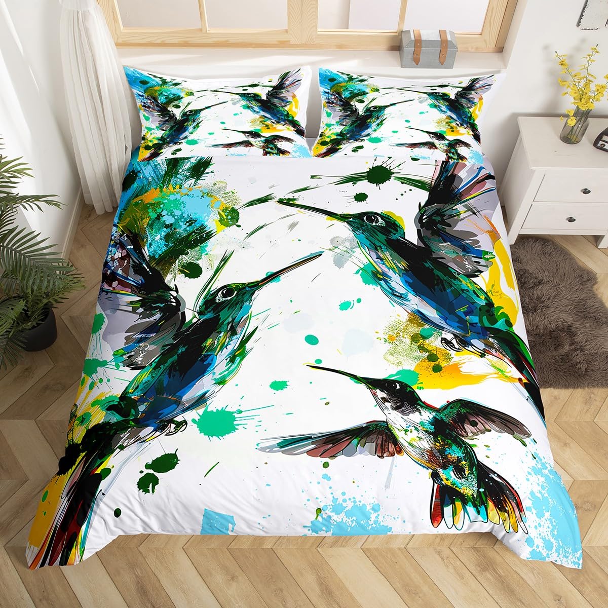Hummingbird Bedding Set Luxury - Aesthetic Floral Duvet Cover recension och pris