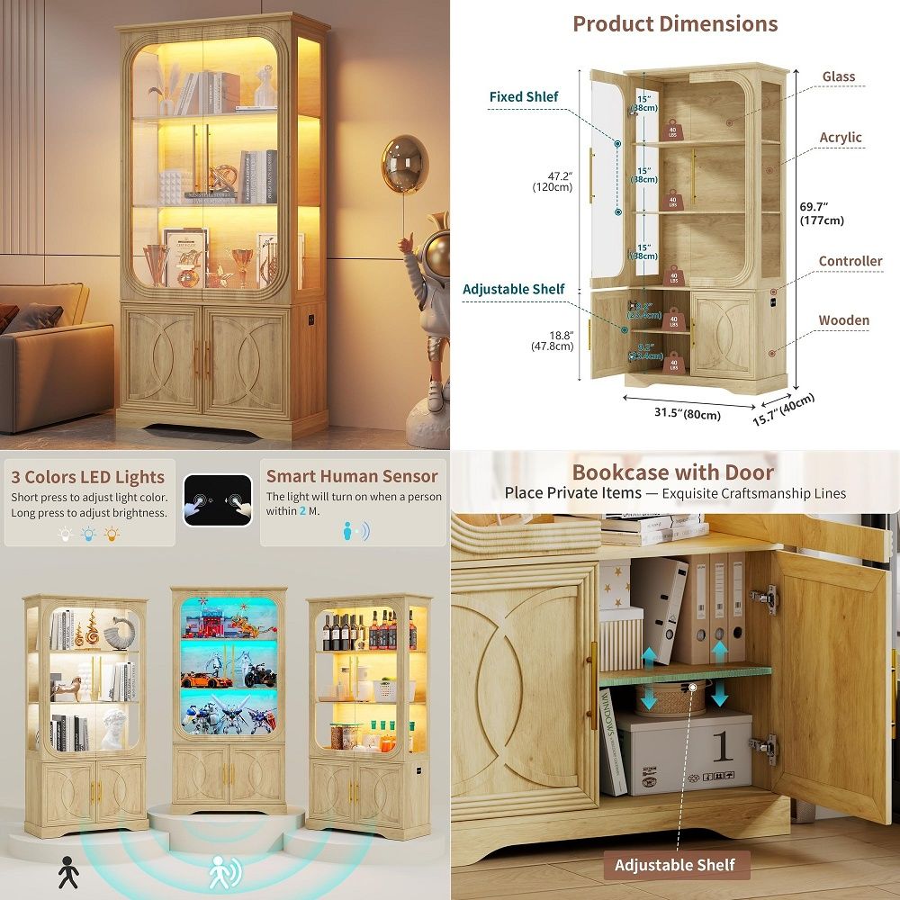Display Cabinet with Glass Doo - Storage & Organization recension och pris