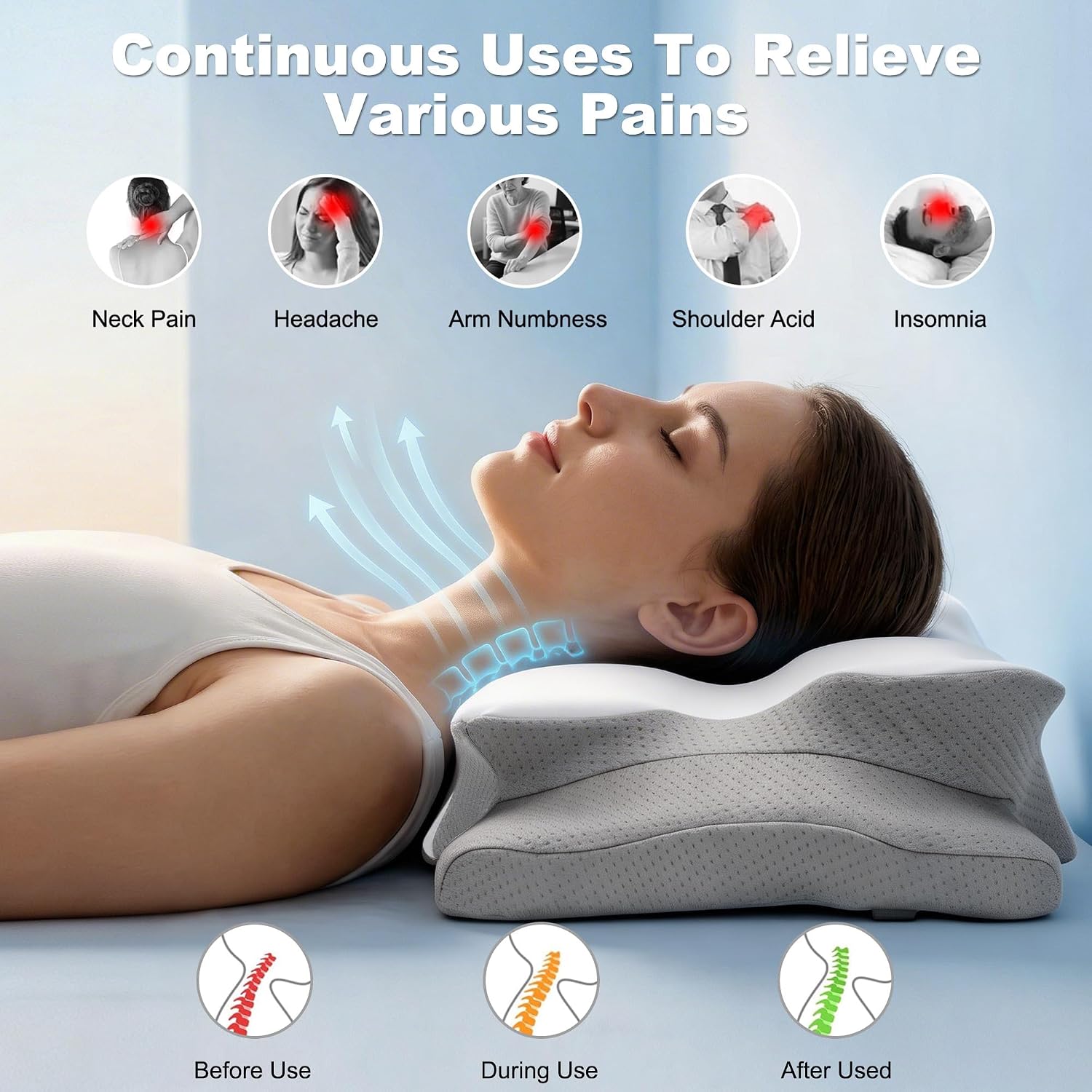 Cervical Neck Pillow for Pain  - Memory Foam Orthopedic Pillow Neck Pain recension och pris
