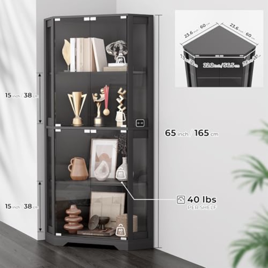 Lighted Corner Display Cabinet - Lighting recension och pris