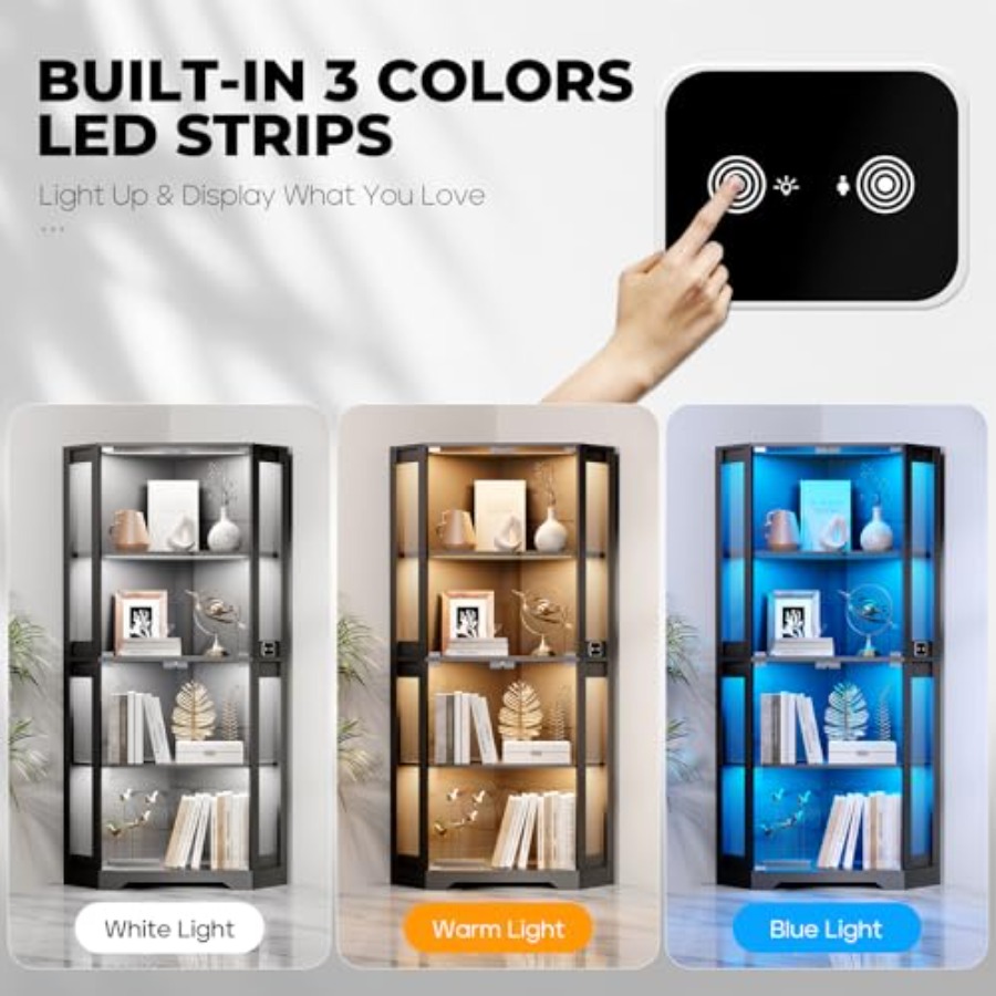 Lighted Corner Display Cabinet - Lighting recension och pris