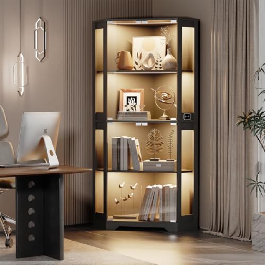 Lighted Corner Display Cabinet - Lighting recension och pris