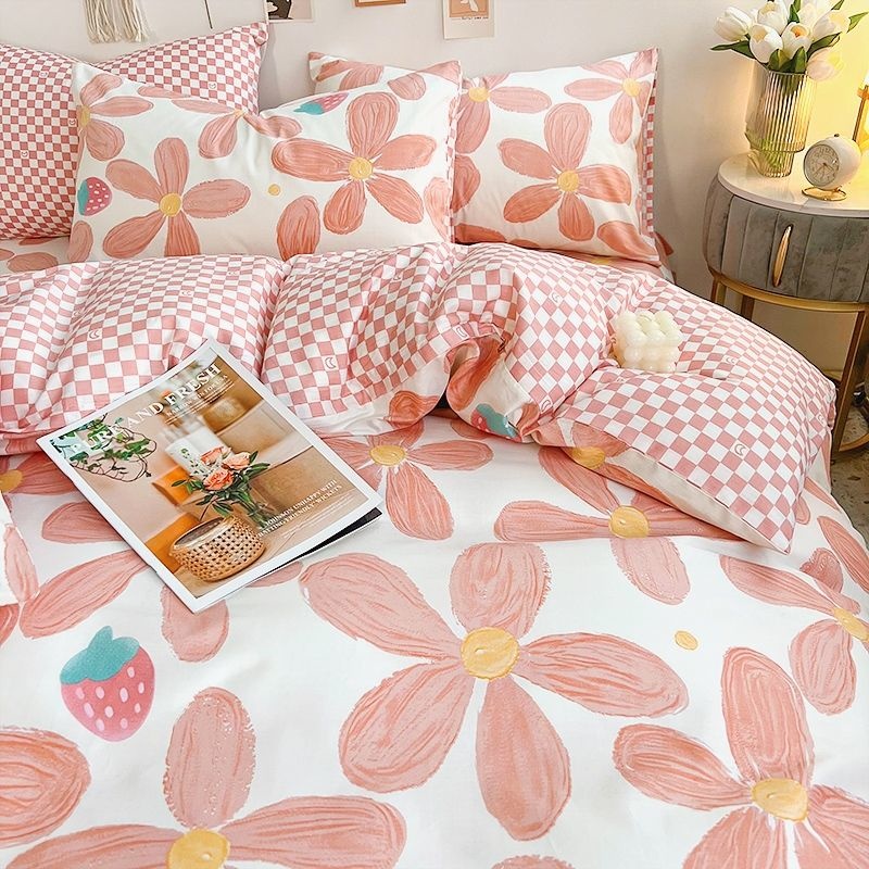 Ins Pink Flowers Bedding Set F - Aesthetic Floral Duvet Cover recension och pris