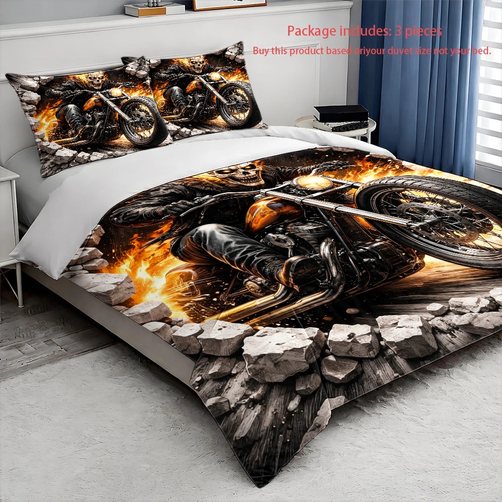 Ghost Rider Flame Skull Motorc - Duvet Cover Sets With Zipper recension och pris
