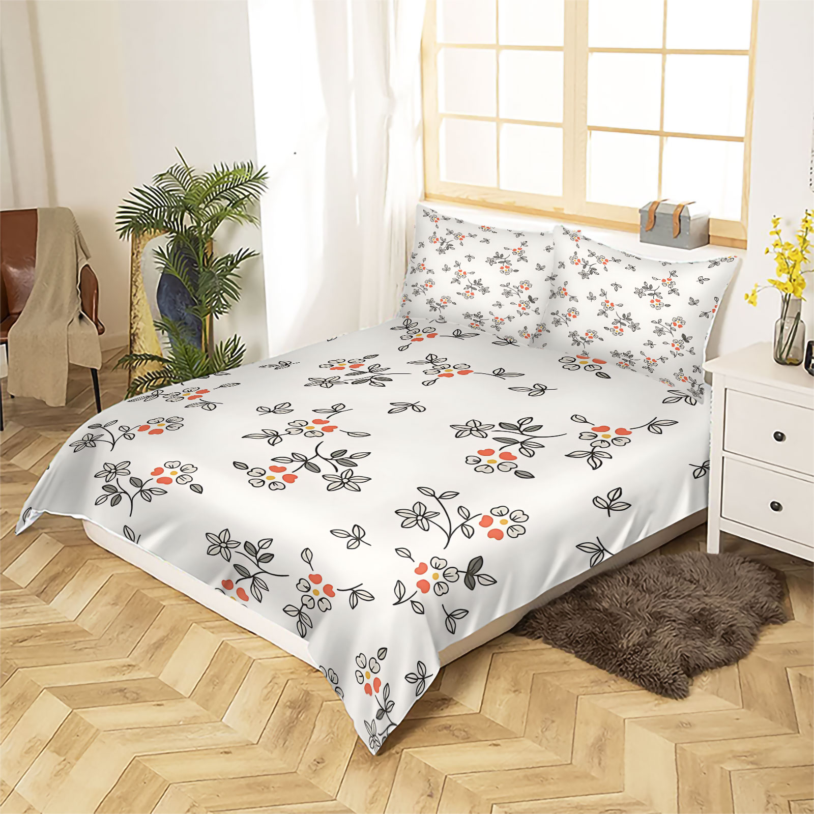 Minimal Hand-Drawn Thin Line O - Aesthetic Floral Duvet Cover recension och pris
