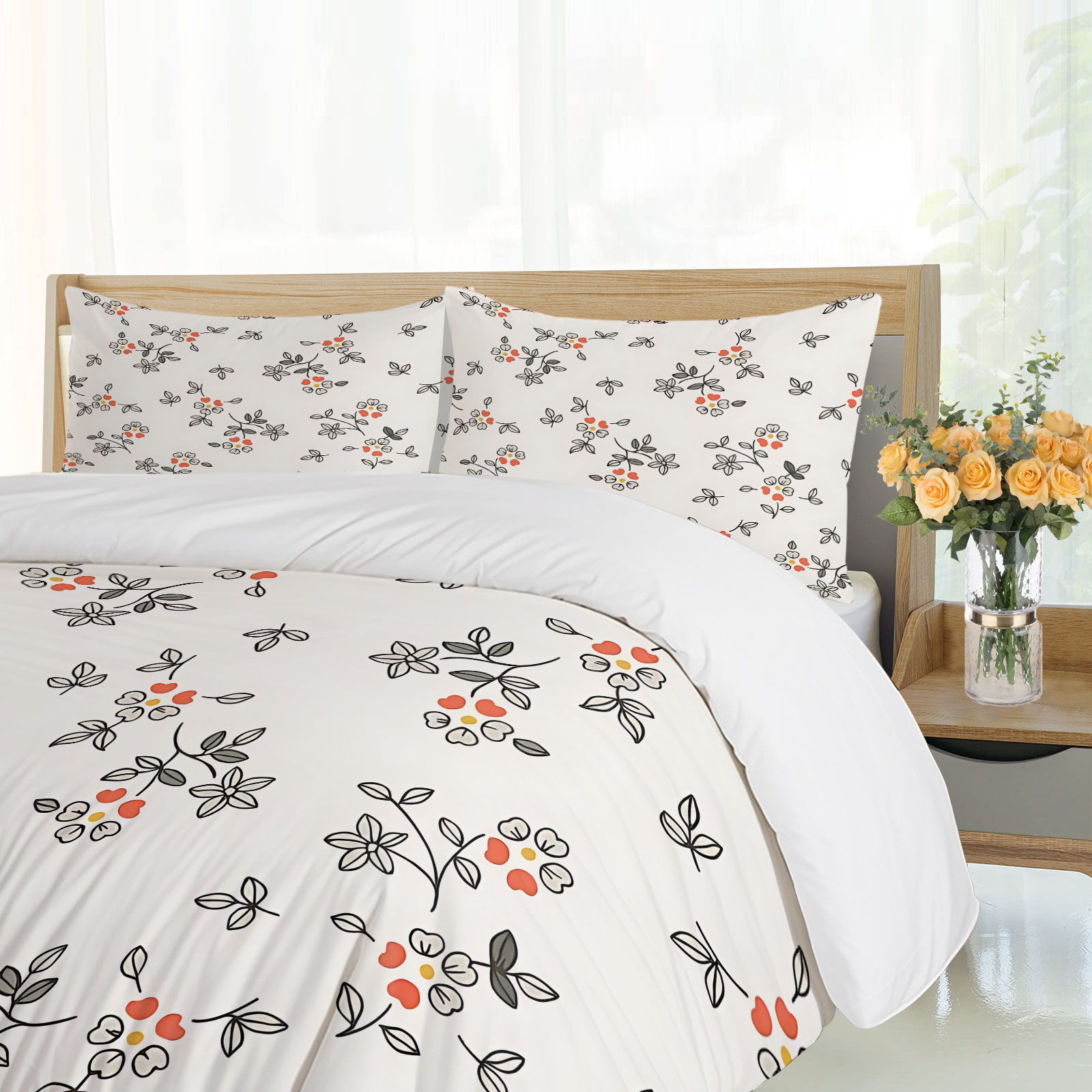 Minimal Hand-Drawn Thin Line O - Aesthetic Floral Duvet Cover recension och pris