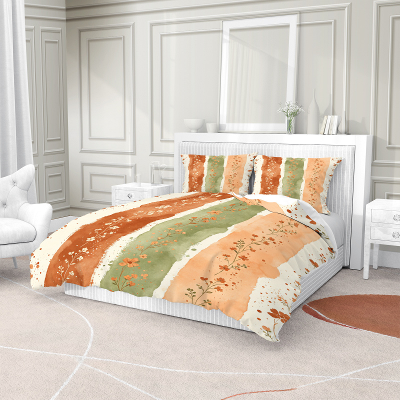 Duvet Cover Watercolor Striped - Aesthetic Floral Duvet Cover recension och pris