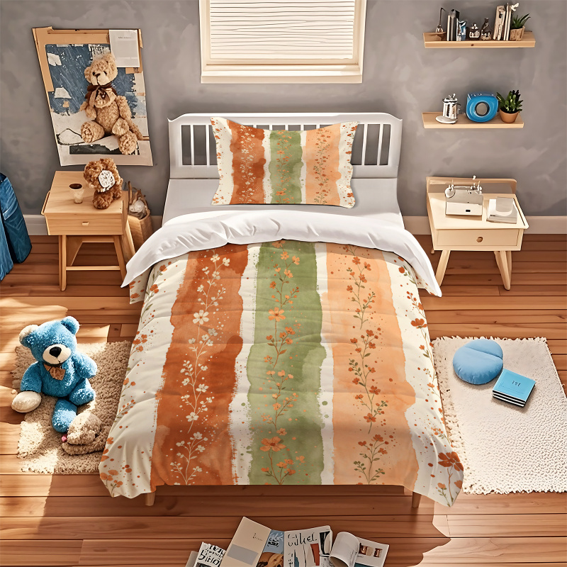 Duvet Cover Watercolor Striped - Aesthetic Floral Duvet Cover recension och pris