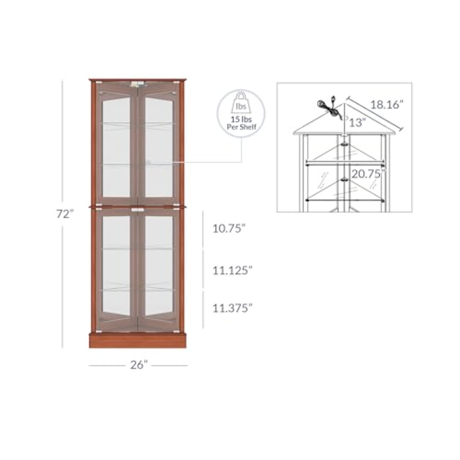 Lighted Corner Display Curio C - Lighting recension och pris