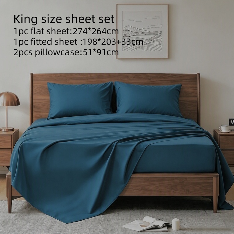 4Pcs King Size Bed Sheet Set 1 - Fitted Bed Sheets Deep Pocket recension och pris
