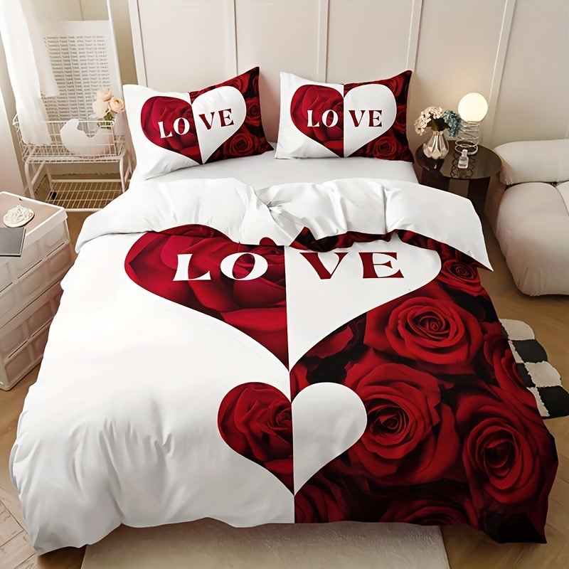 Red Rose Duvet Cover Set King  - Duvet Cover Sets With Zipper recension och pris