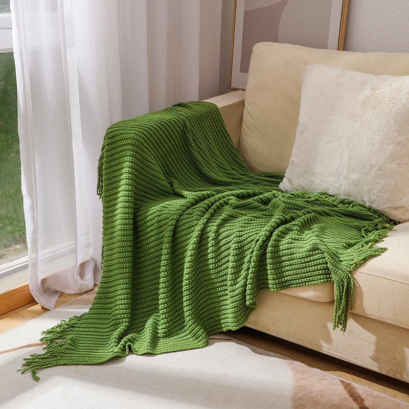Boho Chunky Waffle Knit Throw  - Boho Throw Blanket Fringe recension och pris