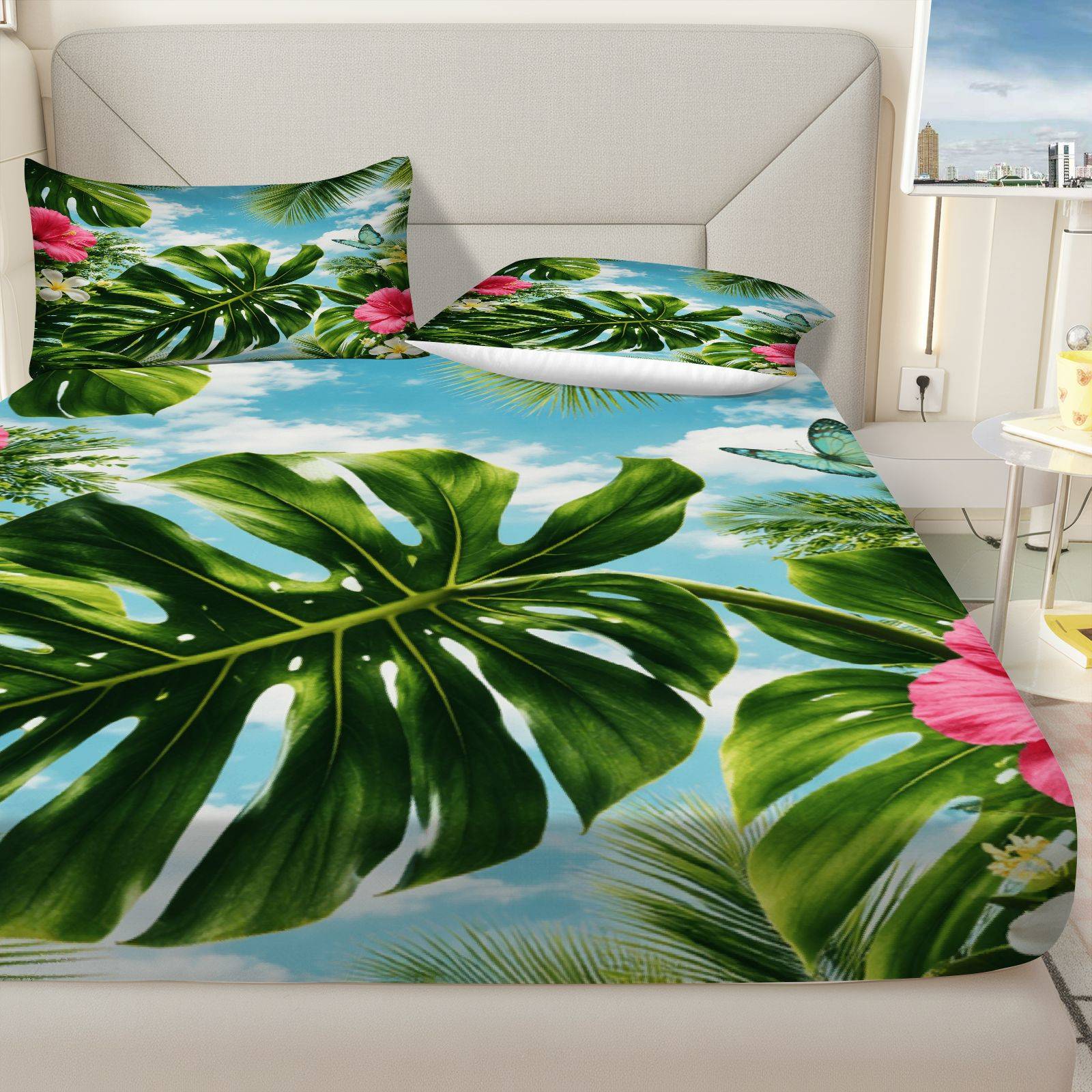 Tropical Hibiscus Bed Sheet Se - Fitted Bed Sheets Deep Pocket recension och pris