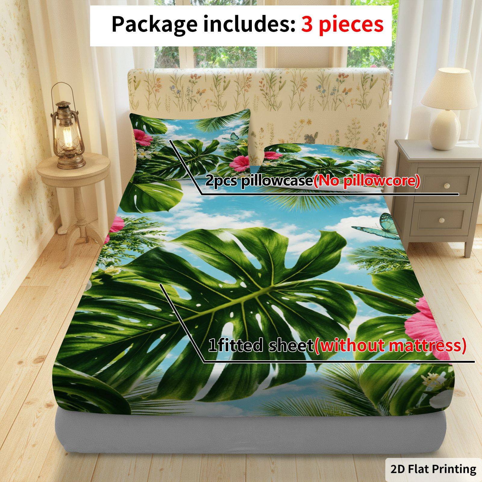 Tropical Hibiscus Bed Sheet Se - Fitted Bed Sheets Deep Pocket recension och pris