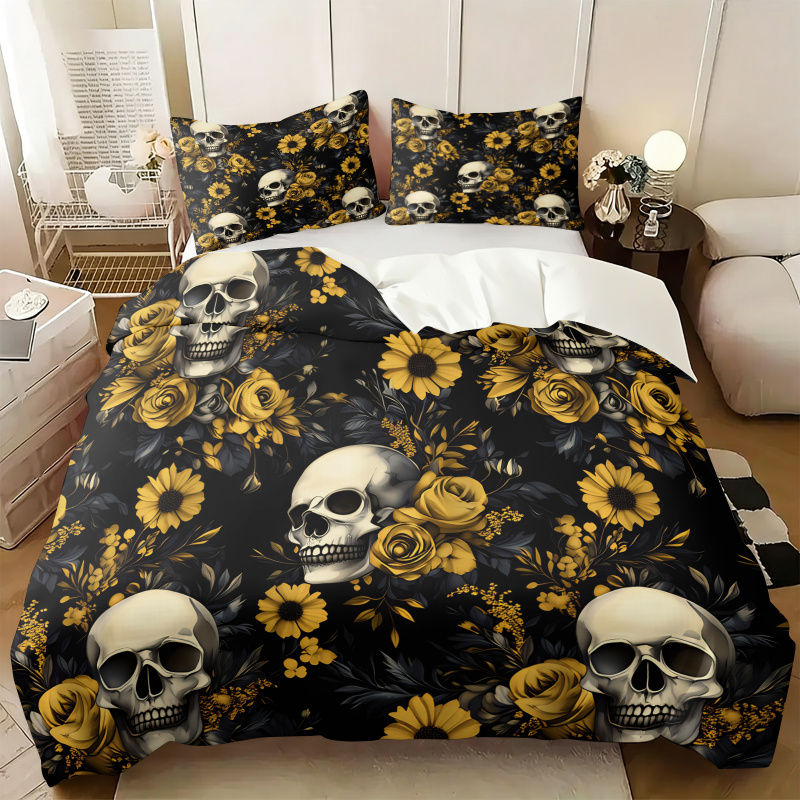 Dark Aesthetic Skull Yellow Fl - Aesthetic Floral Duvet Cover recension och pris
