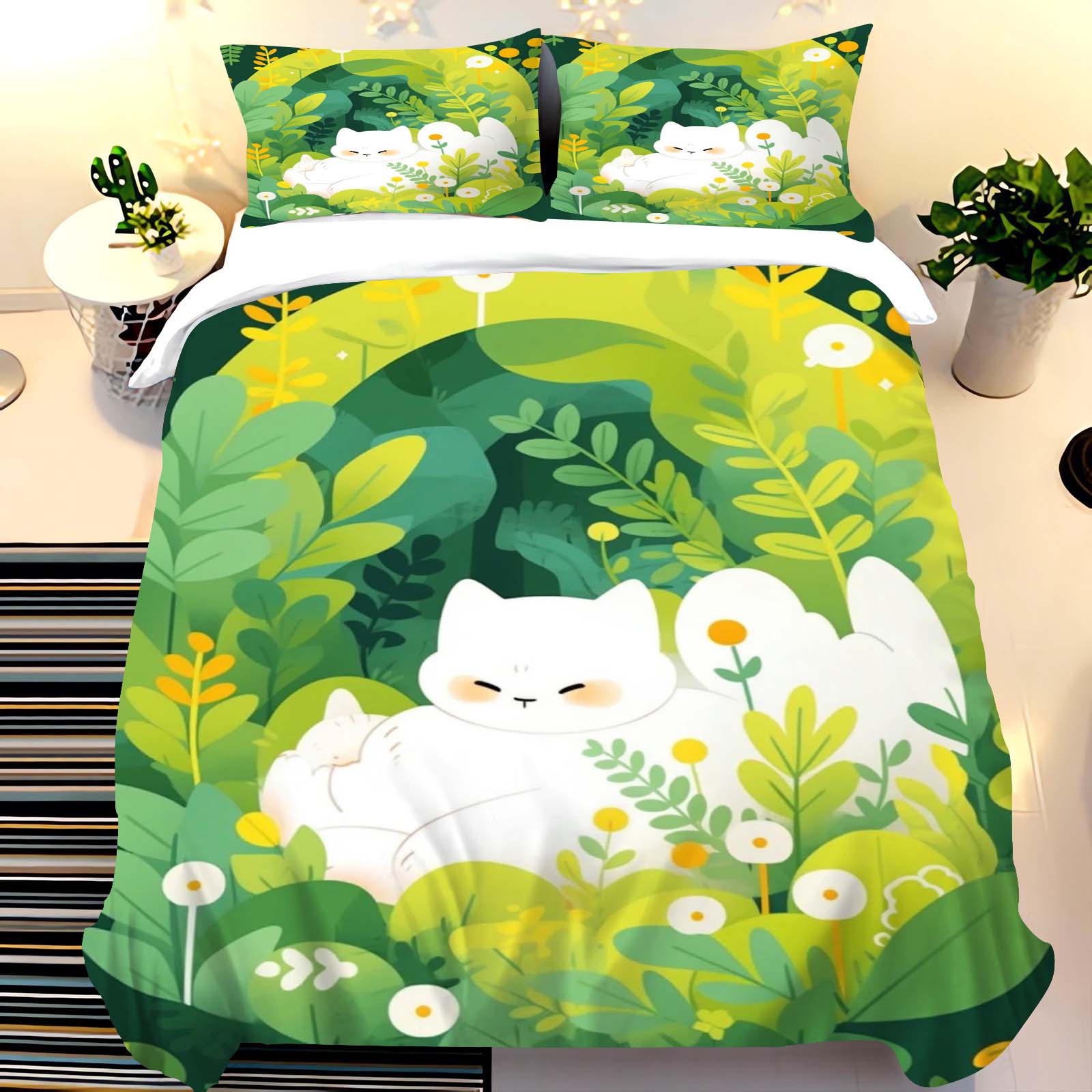 Cute Cat Print Bedding Set wit - Duvet Cover Sets With Zipper recension och pris