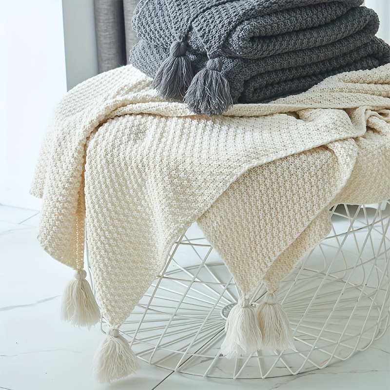 Boho Knitted Throw Blanket Dec - Boho Throw Blanket Fringe recension och pris