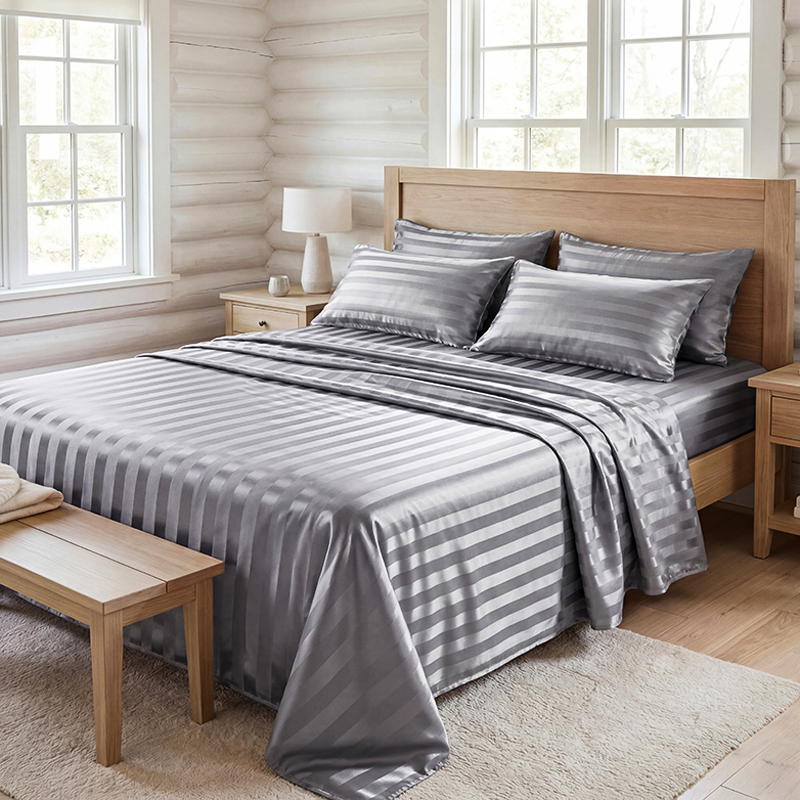 Wrinkle Resistant Striped Sati - Fitted Bed Sheets Deep Pocket recension och pris