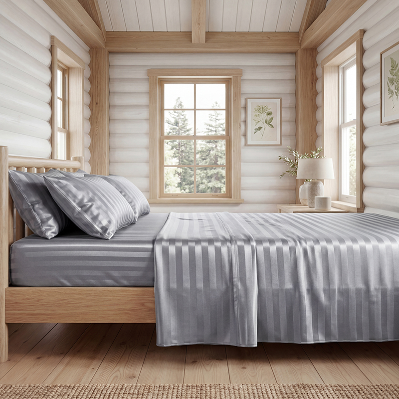 Wrinkle Resistant Striped Sati - Fitted Bed Sheets Deep Pocket recension och pris