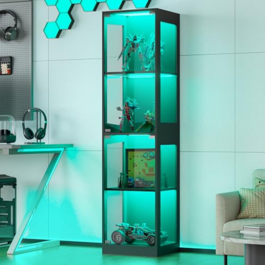 Glass display cabinet with RGB - Lighting recension och pris