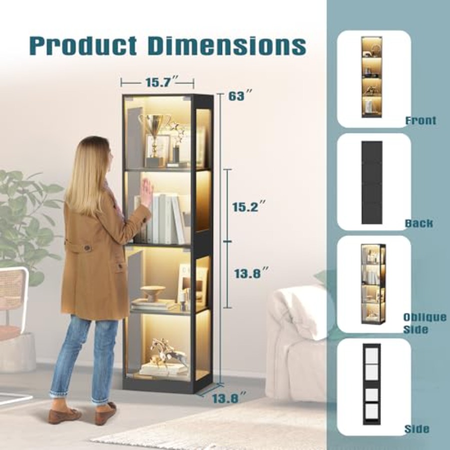 Glass display cabinet with RGB - Lighting recension och pris