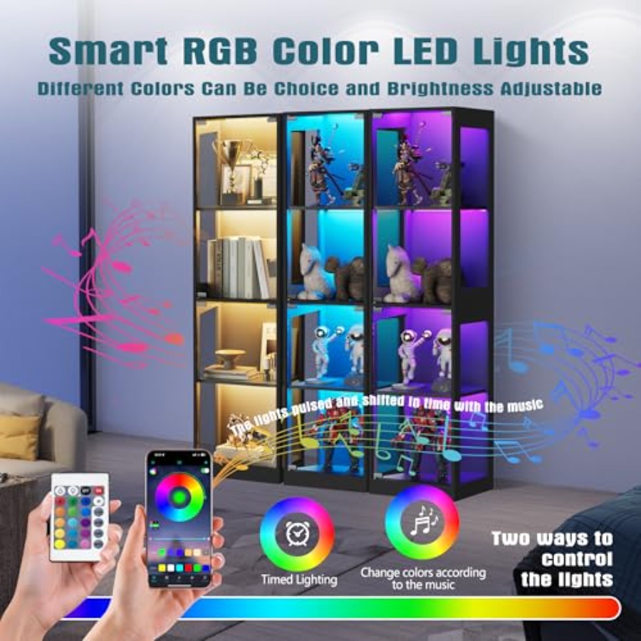 Glass display cabinet with RGB - Lighting recension och pris