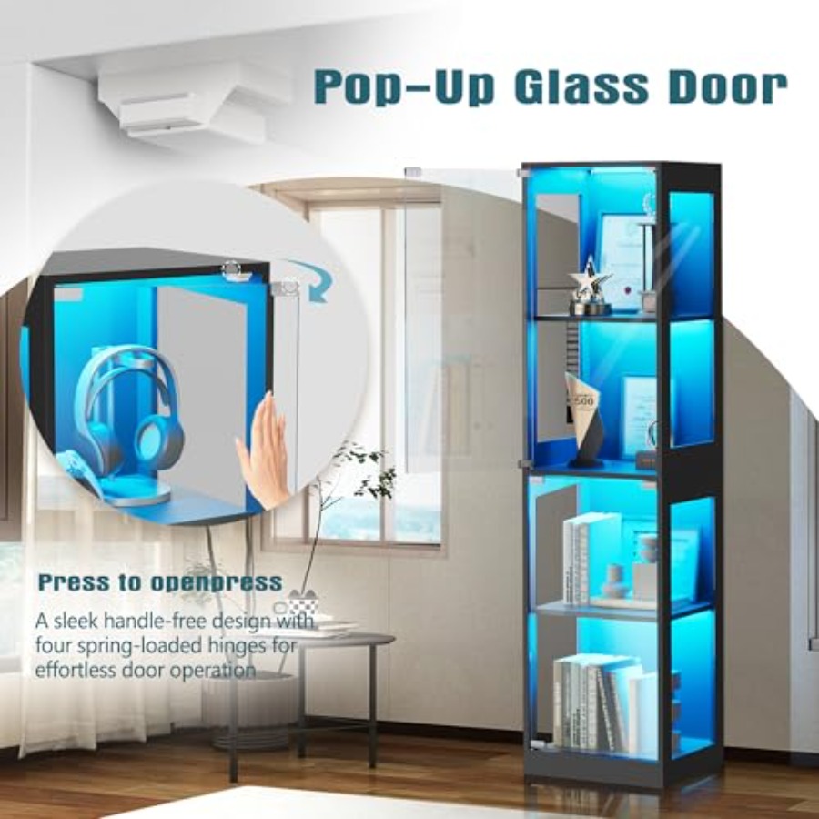 Glass display cabinet with RGB - Lighting recension och pris