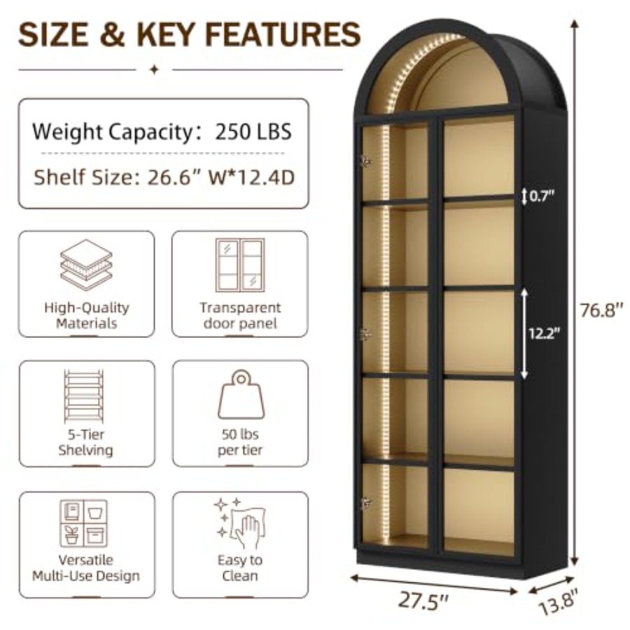 Arch display cabinet for livin - Lighting recension och pris