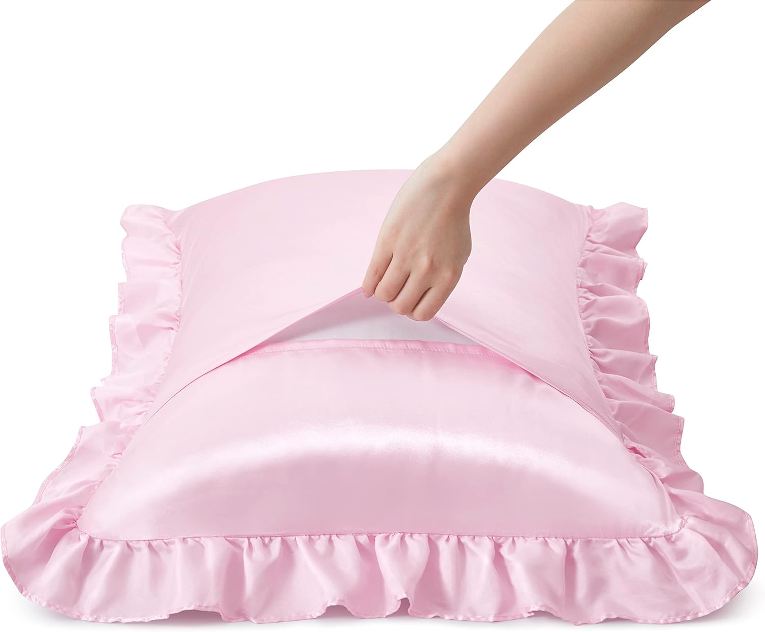 2Pcs Satin Ruffled Pillow Case - Satin Silk Pillowcase Hair Skin recension och pris