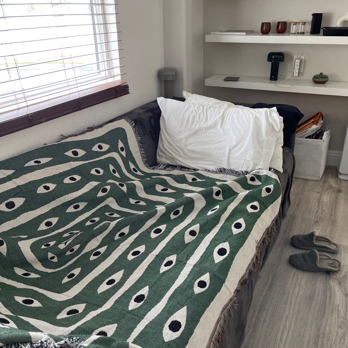 Green White Evil Eye Jacquard  - Boho Throw Blanket Fringe recension och pris