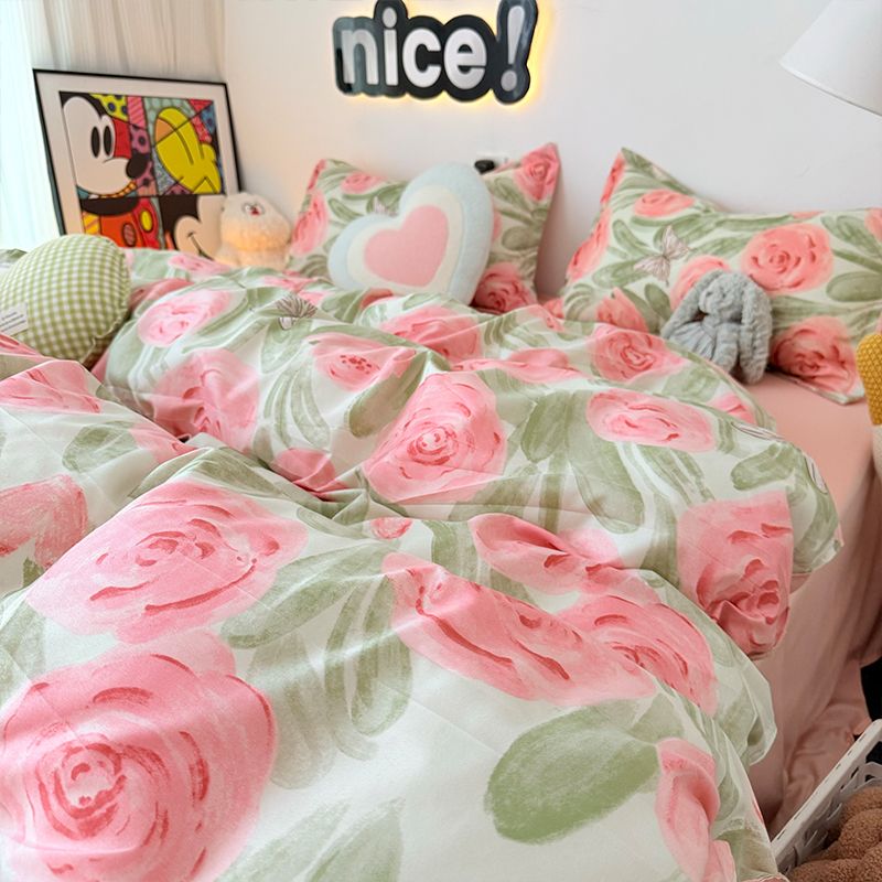 Pink Rose Duvet Cover Set with - Duvet Cover Sets With Zipper recension och pris