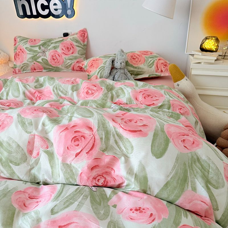 Pink Rose Duvet Cover Set with - Duvet Cover Sets With Zipper recension och pris