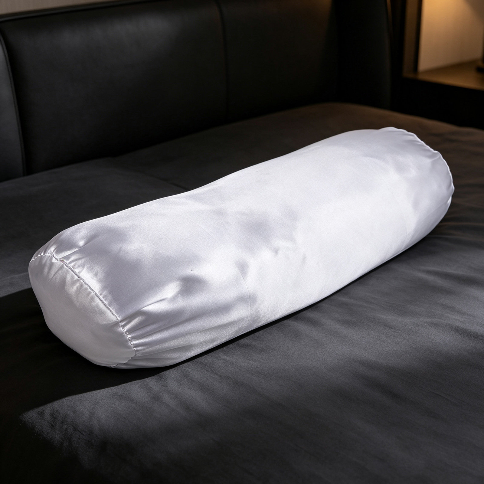 White Satin Neck Roll Pillow C - Satin Silk Pillowcase Hair Skin recension och pris