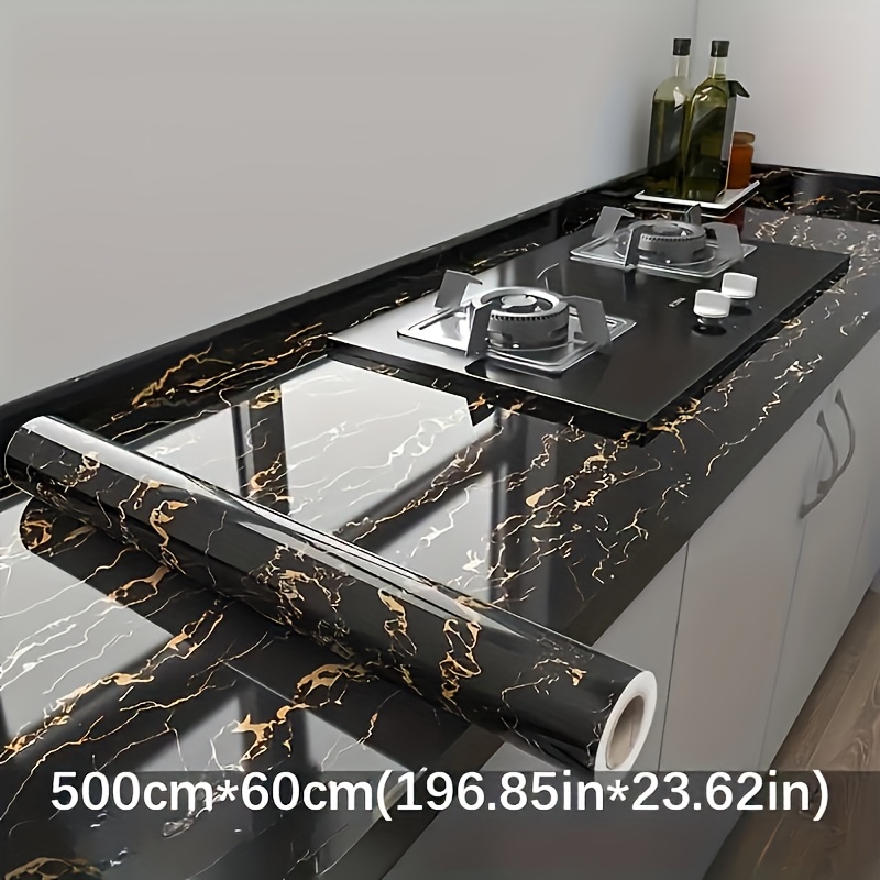 1pc Luxury Black Marble Wallpa - Kitchen recension och pris