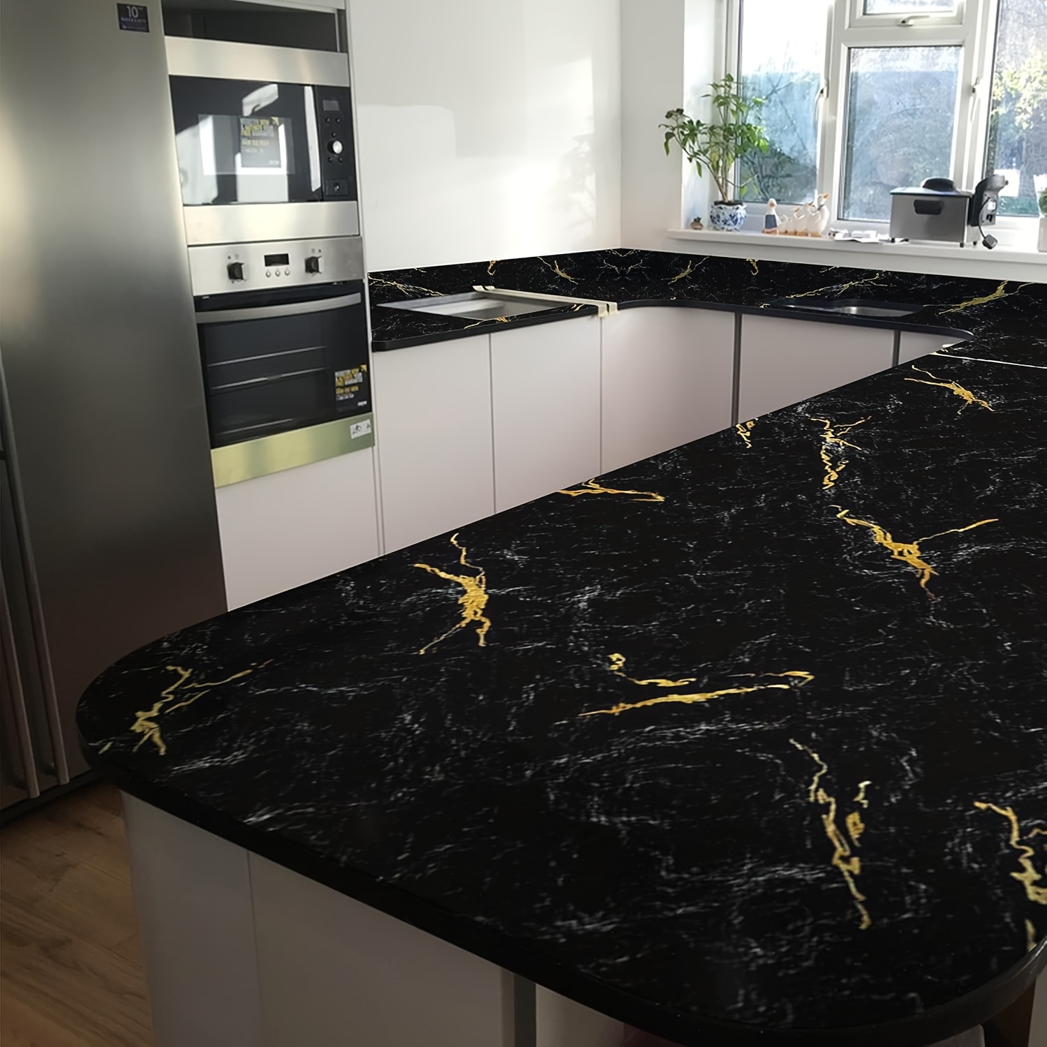 1pc Luxury Black Marble Wallpa - Kitchen recension och pris