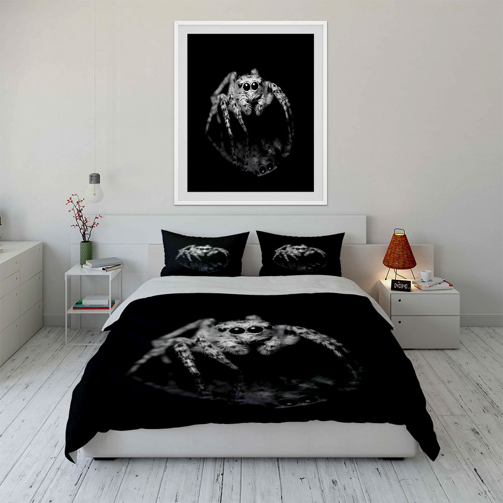 Jumping Spider Black and White - Duvet Cover Sets With Zipper recension och pris